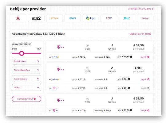 Telefoon abonnement vergelijken op provider toestel