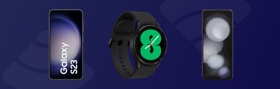 Samsung Galaxy S23 en Flip5 met de Galaxy watch4