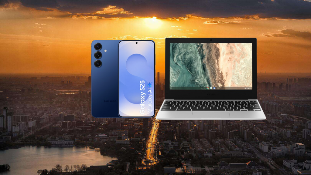 Samsung Galaxy S25 met Chromebook Go
